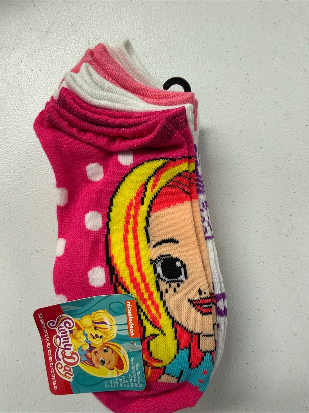 Nickelodeon sunny day Character No-Show Socks - Pink & White